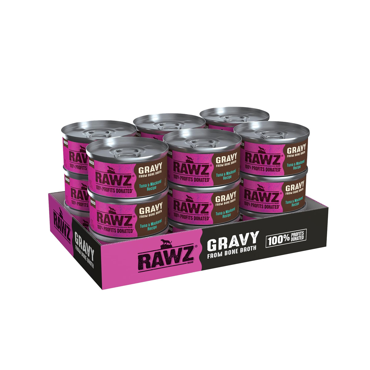 Minced Canned Cat Food in Gravy with Bone Broth, Tuna & Mackerel, 3 Ounce Cans, Pack of 18 J232