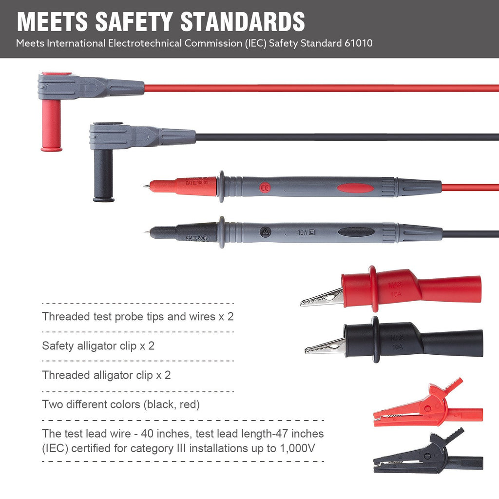 Silicone Multimeter Test Leads with Alligator Clips T270095
