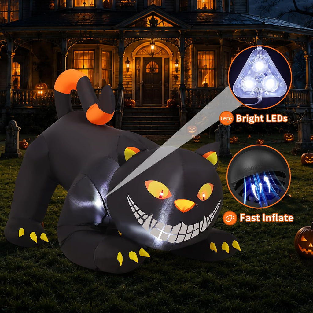6 FT Halloween Inflatable Black Cat with LED Lights K6838