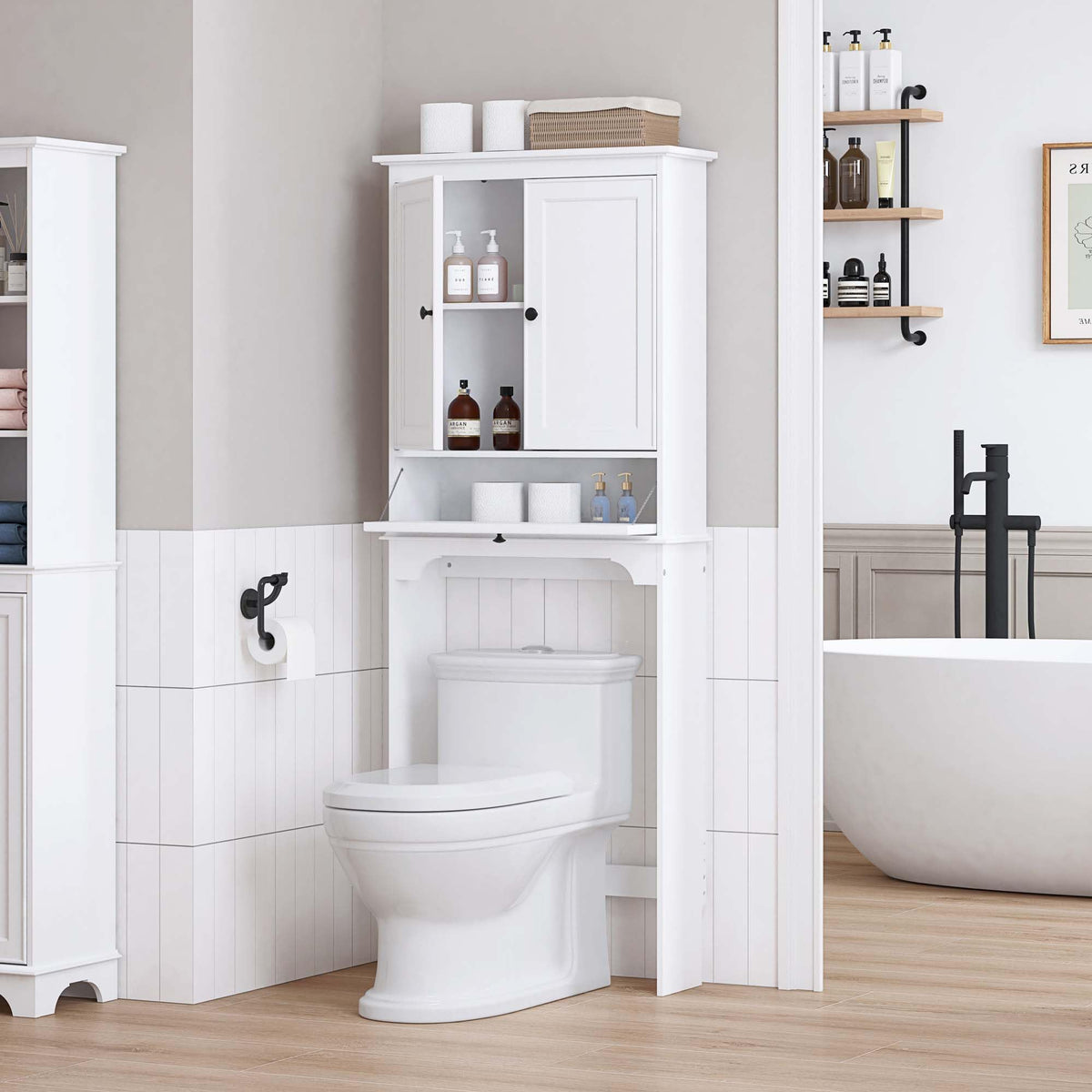White Over the Toilet Storage Cabinet B267
