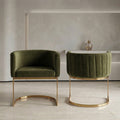 Olive Green and Gold Velvet Dining Chairs Set of 2 Q398