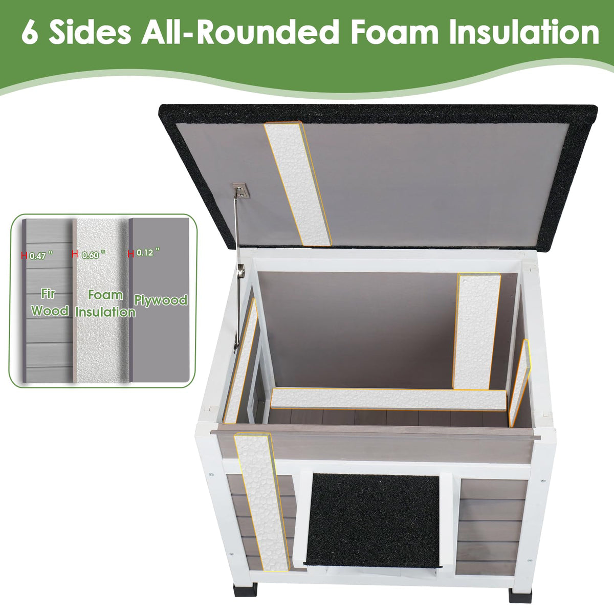 Grey Outdoor Insulated Cat House T959164