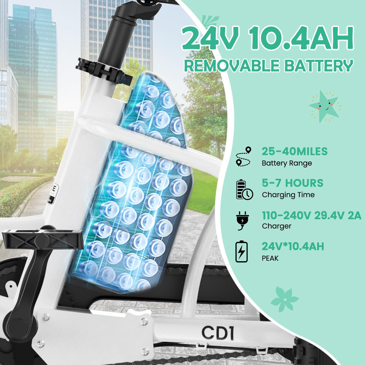 250W 16IN 3 Wheels Electric Tricycle with Removable Battery and Rear Basket U9026