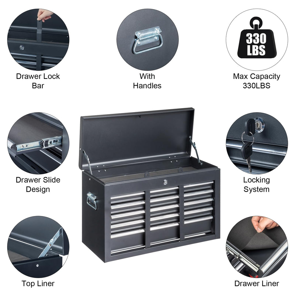 24" 5 Drawer Black Metal Tool Box N780