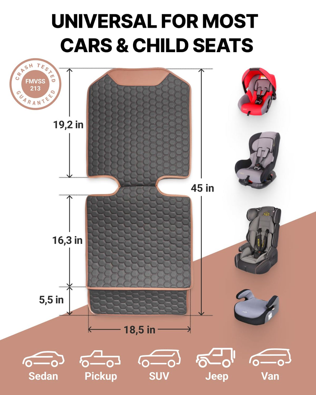 Black-Brown Backless Booster, Waterproof Seat Protector & Backseat Organizer Q1649