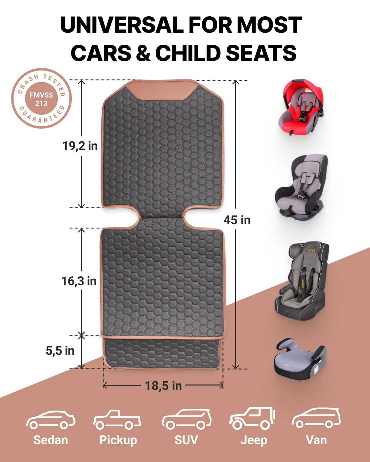 Black-Brown Backless Booster, Waterproof Seat Protector & Backseat Organizer Q1649