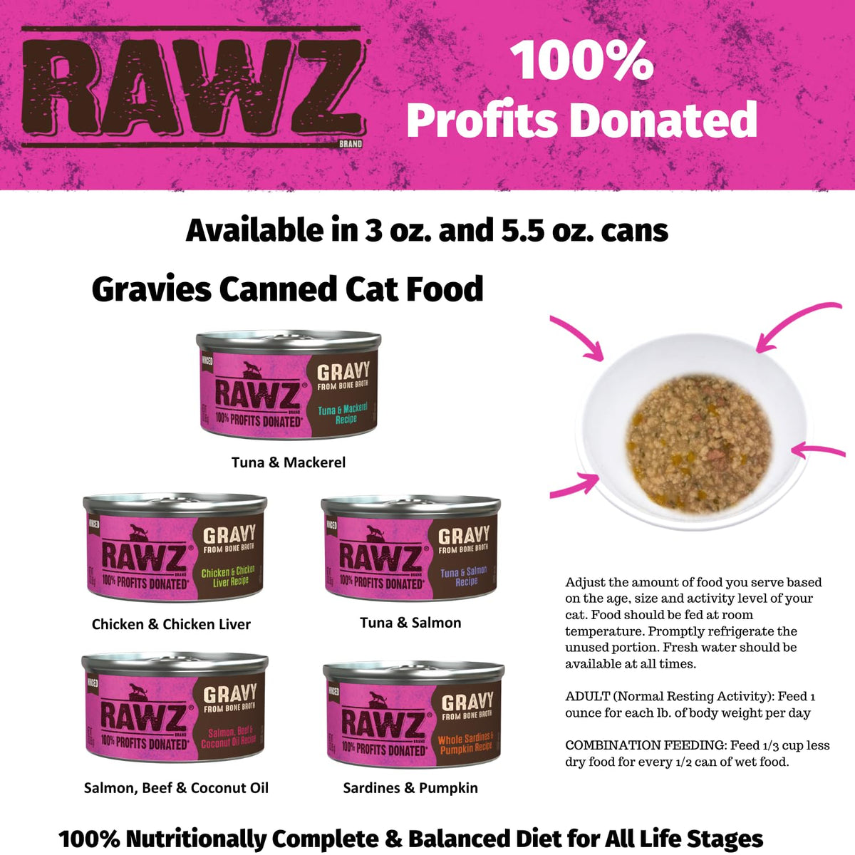 Minced Canned Cat Food in Gravy with Bone Broth, Tuna & Mackerel, 3 Ounce Cans, Pack of 18 J232