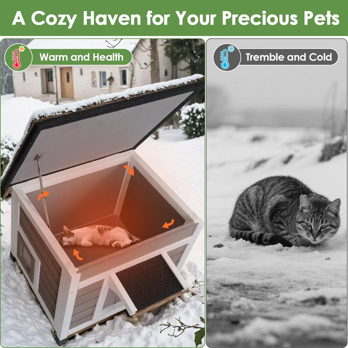 Grey Outdoor Insulated Cat House T959164