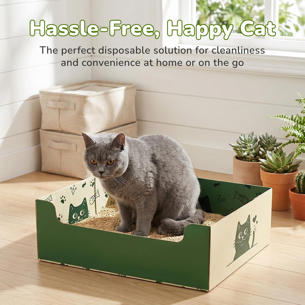 8 Pcs Disposable Cat Litter Box with Scoop E352