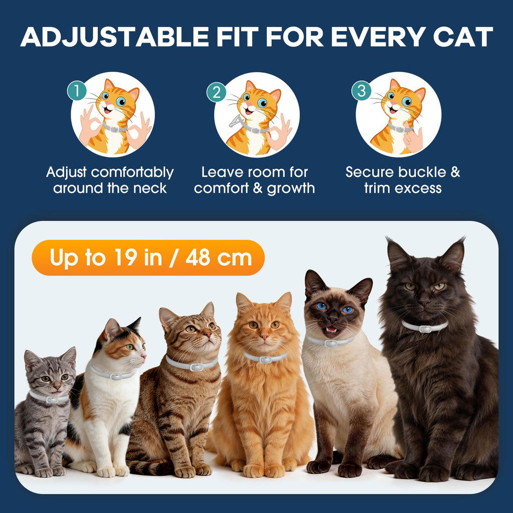 White 5 Pack Adjustable Water-Resistant Flea and Tick Cat Collar W3719
