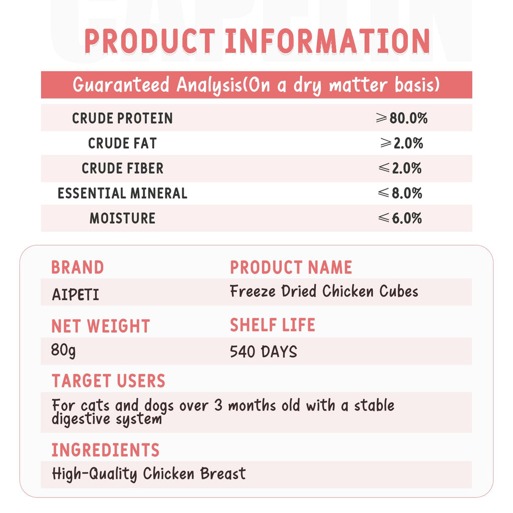 Freeze Dried Chicken Breast Cat & Dog Treats 2.82oz Single Ingredient Grain-Free H184