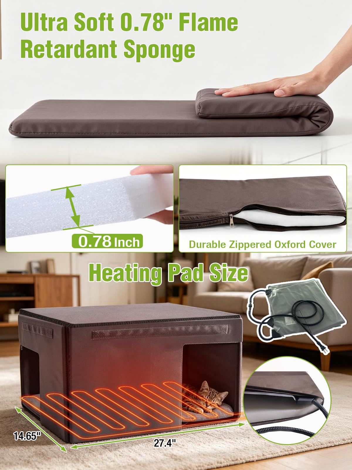 6-Sides Insulated Outdoor Heated Cat House L342