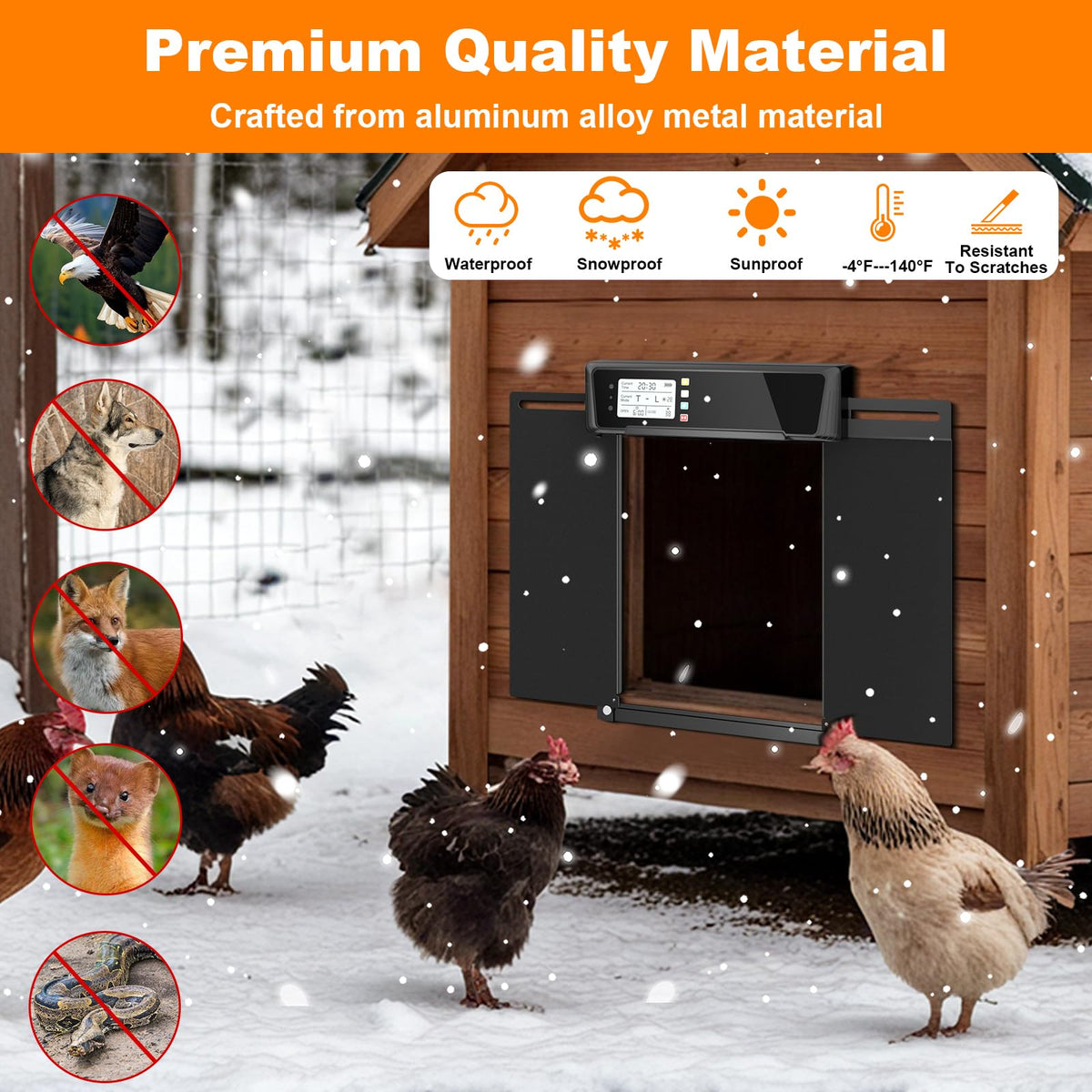 Automatic Chicken Coop Door Solar Powered with Timer & Light Sensor L175276