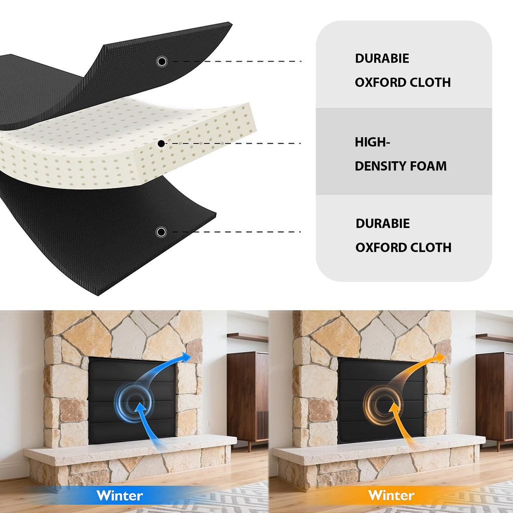 Black Magnetic Fireplace Cover I737