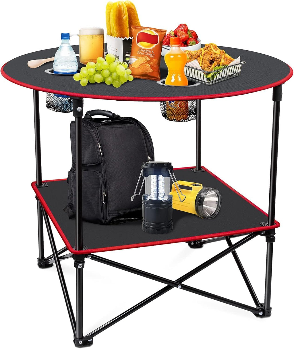 Portable Folding Camping Table with 4 Cup Holders & Carry Bag Z209062