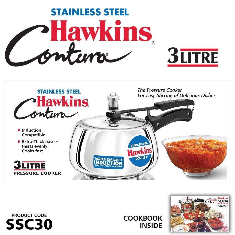 Stainless Steel Induction Gas Compatible Pressure Cooker Combo Set, Silver (1.5 litre and 3 litre) Y4405