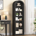 75.8" Tall Narrow 6-Tier Arched Wooden Bookshelf, Black D61473