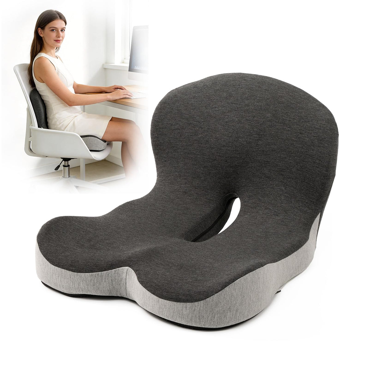 L-Shaped Memory Foam Seat Cushion with Back Support A462145