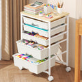 White Rolling Cart with 5 Drawers F5462