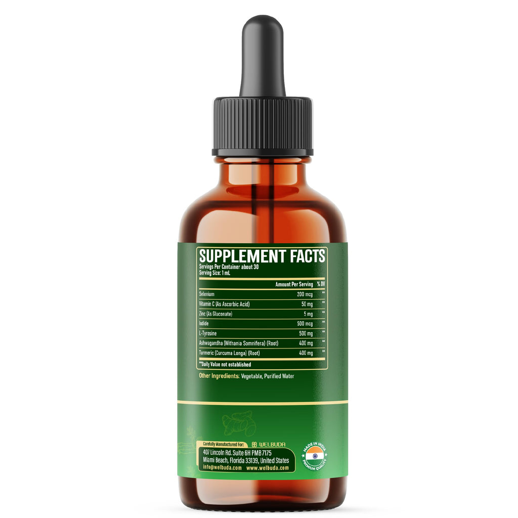 Selenium Liquid Drops with Vitamin C, Zinc, Iodine, L-Tyrosine, Ashwagandha and Turmeric C753159