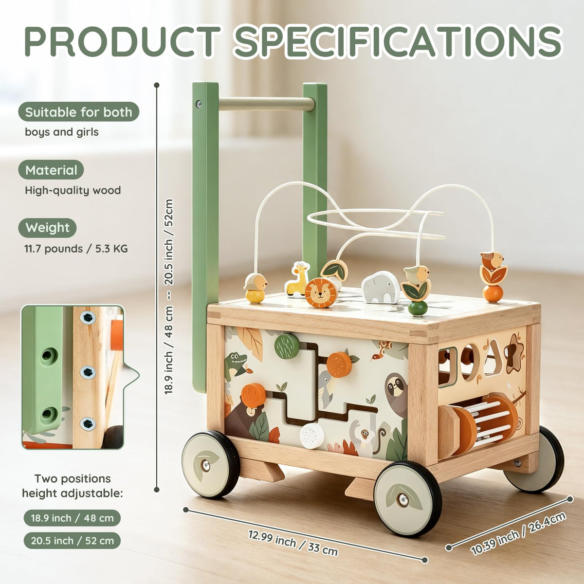 Wooden Baby Walker with Activity Cube Z193