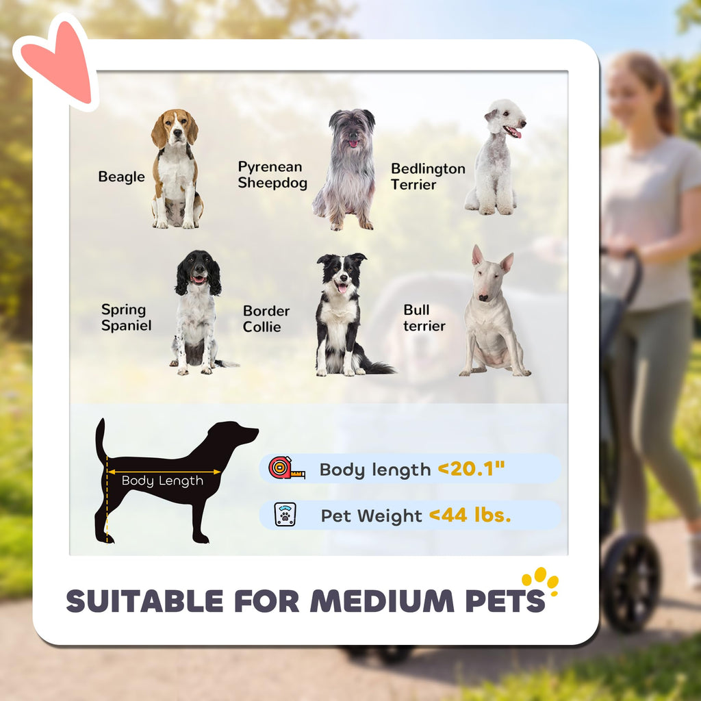 3 Wheel Pet Stroller up to 44 lbs Gray O7466