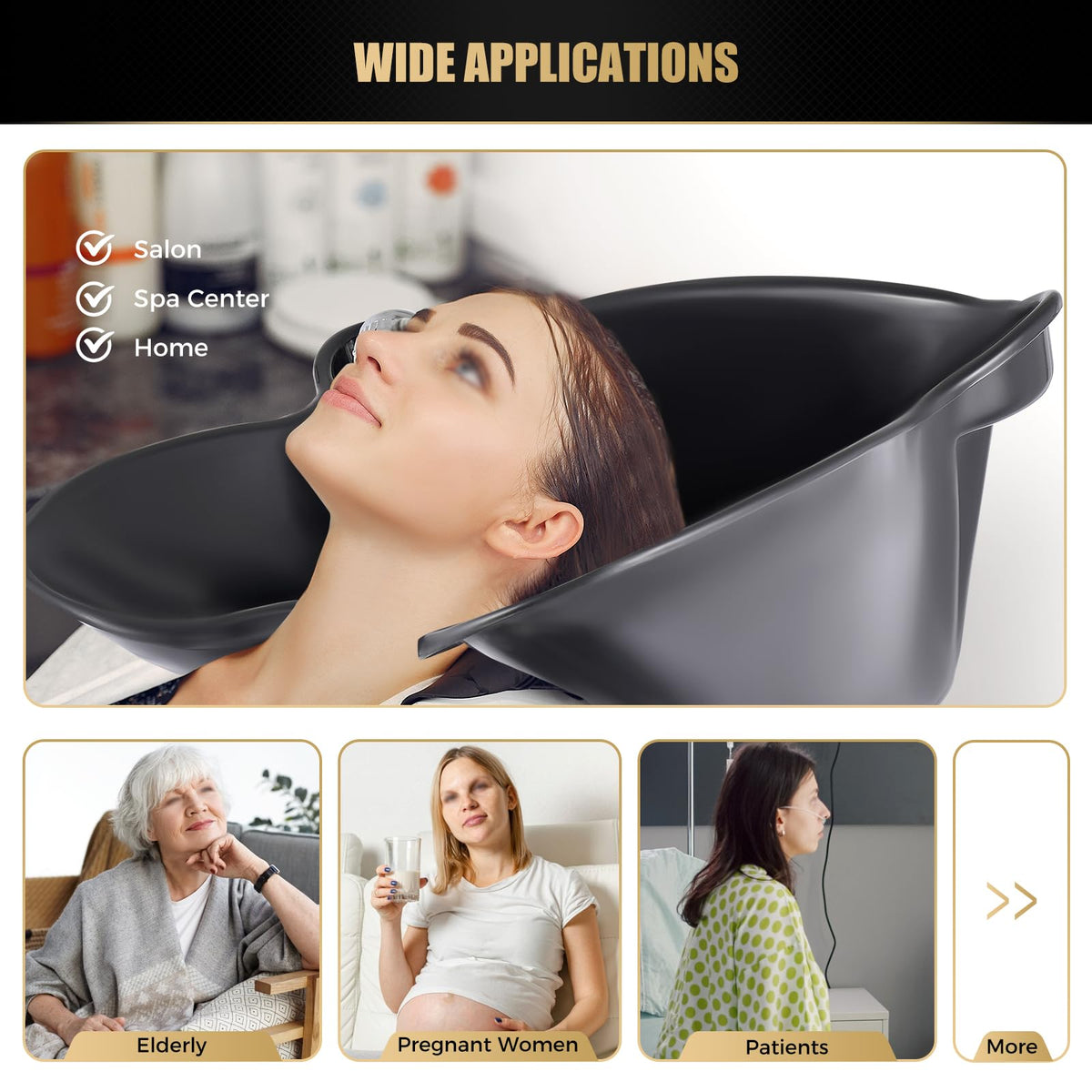 Portable Shampoo Wash Bowl with 2 Water Tanks Black R84680