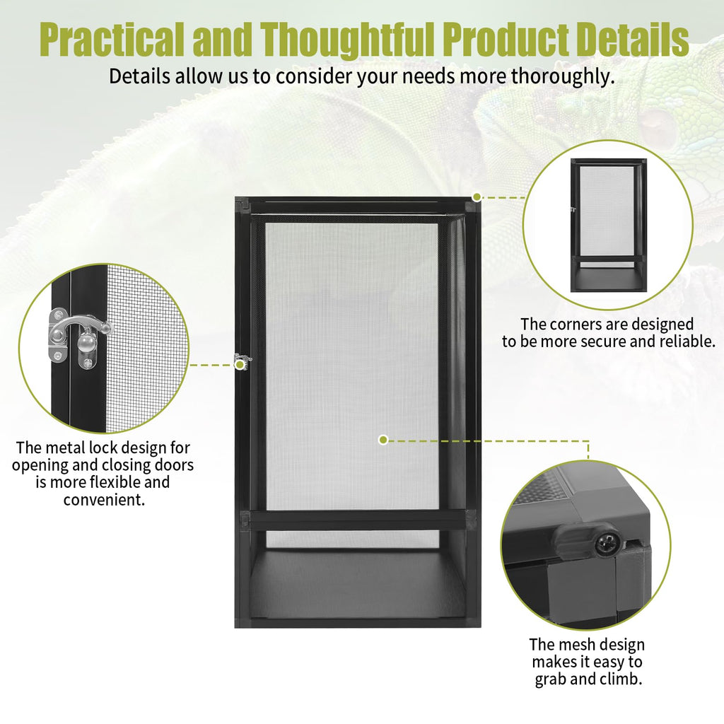 17.72" L×17.72" W×31.50" H Reptile Enclosure with Escape-Proof Lock T121827