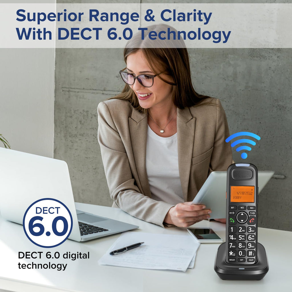 Black Cordless Phone System with Answering Machine F1350