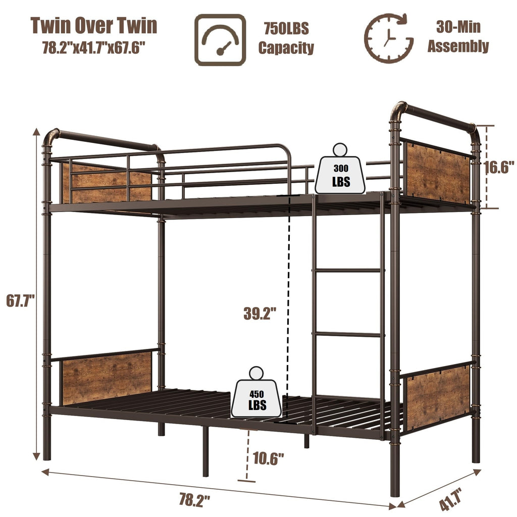 Twin Over Twin Bunk Bed Q568