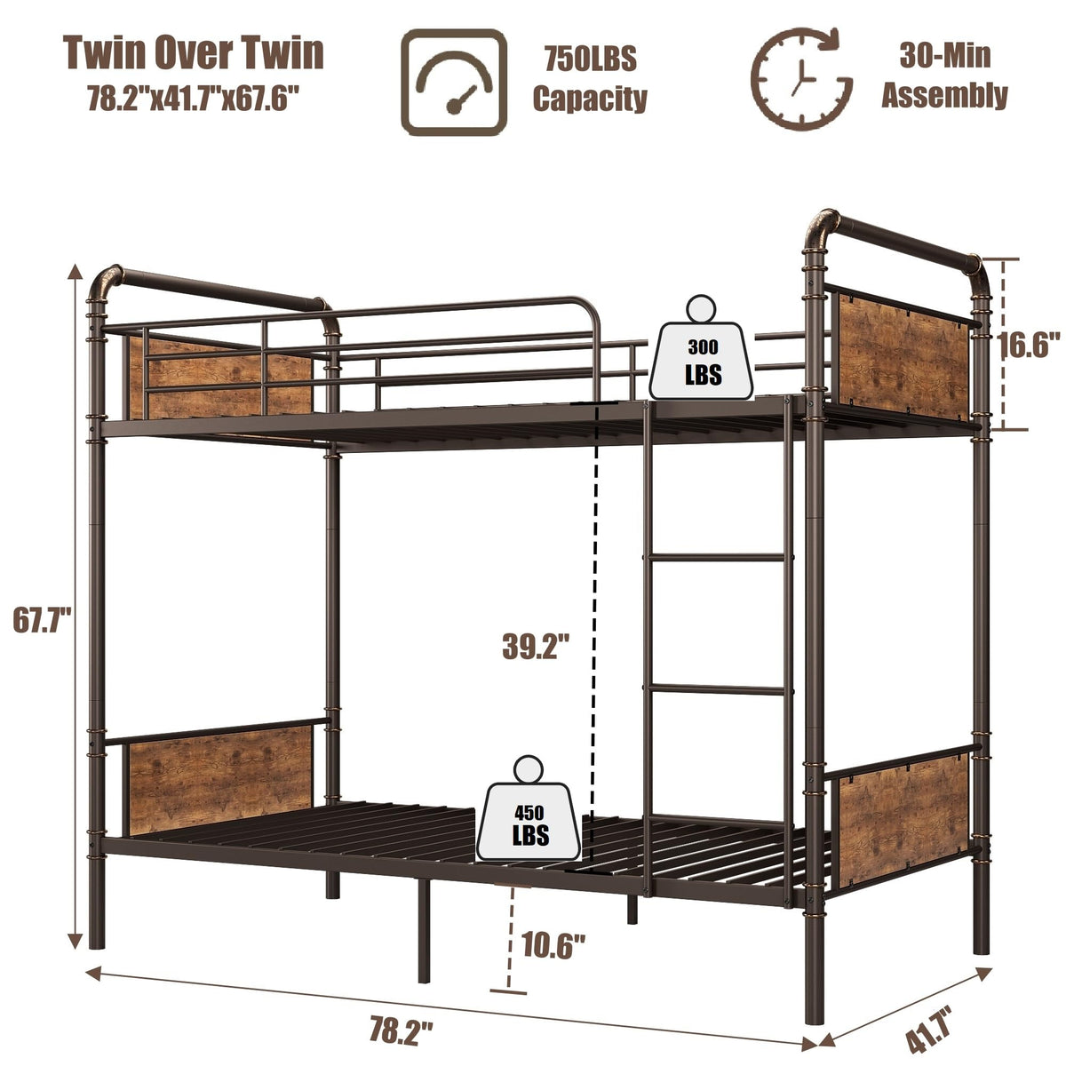 Twin Over Twin Bunk Bed Q568