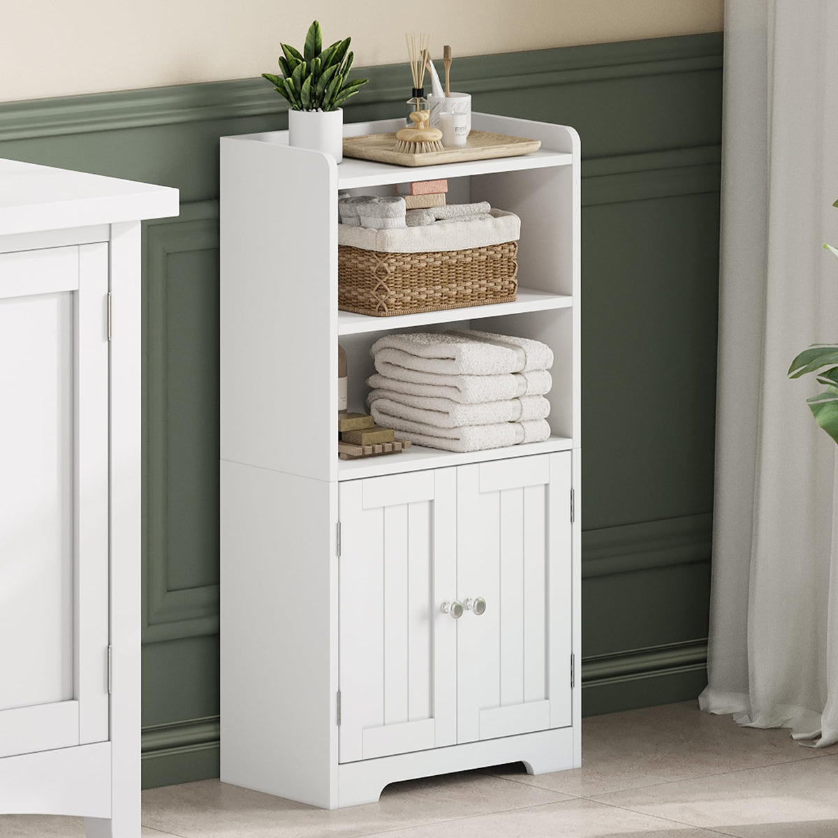 Small Bathroom Storage Cabinet with 2 Door and Shelves I15898