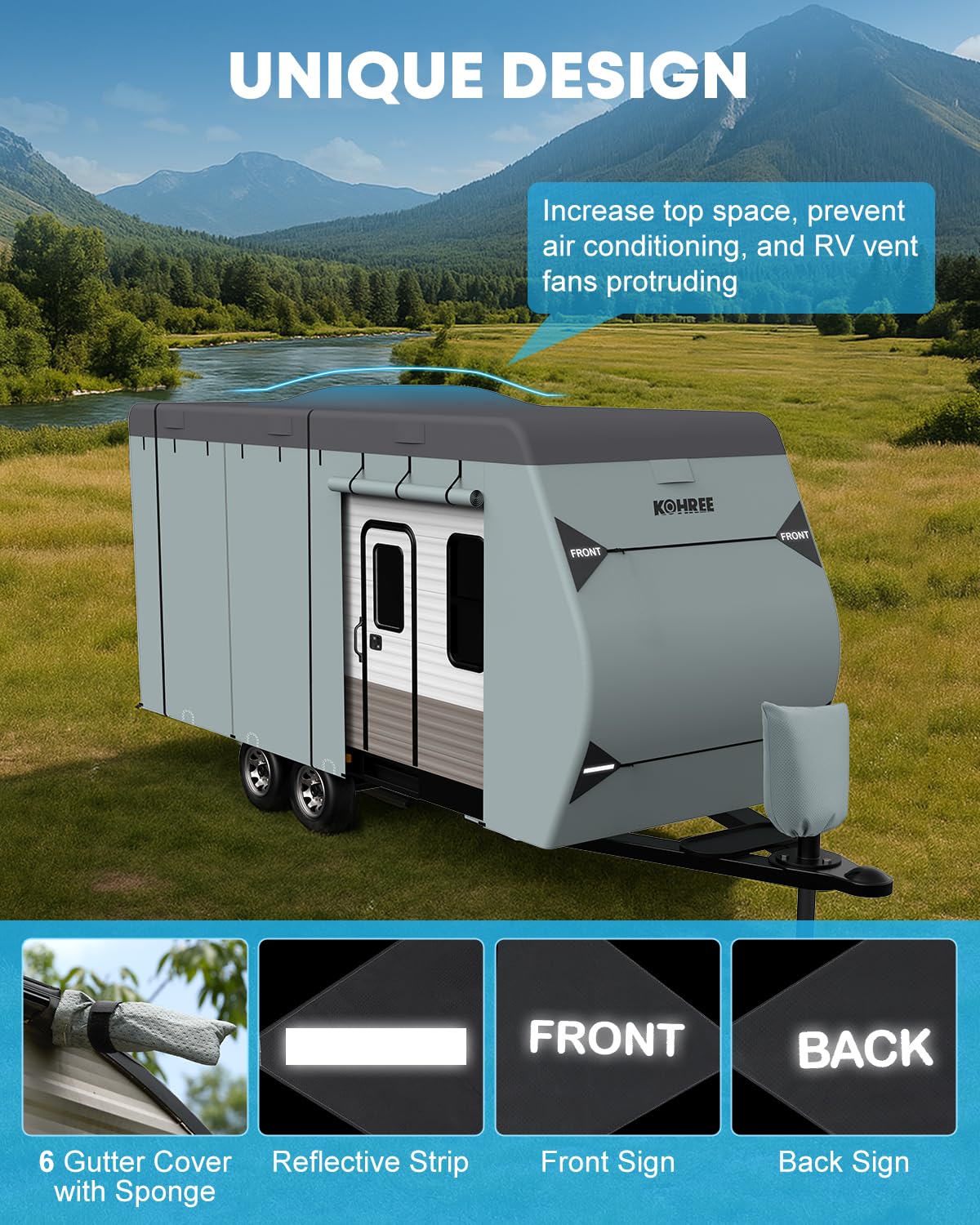 22-24 ft Travel Trailer Cover with 8 Vents B737
