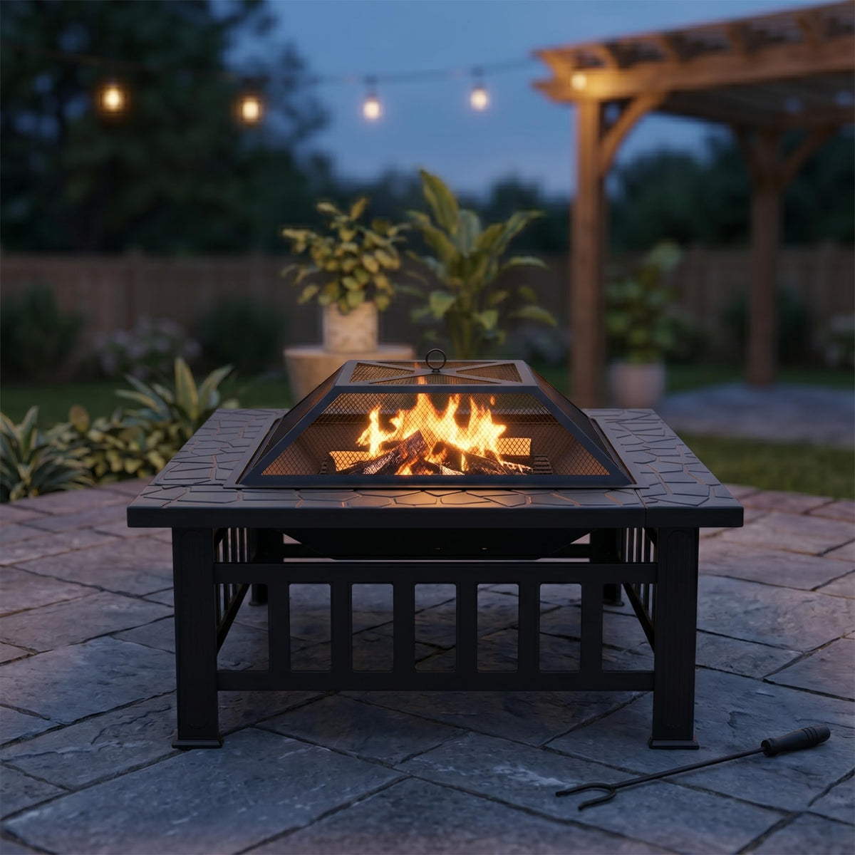 32 inch Black Wood Burning Steel Fire Pit P16015