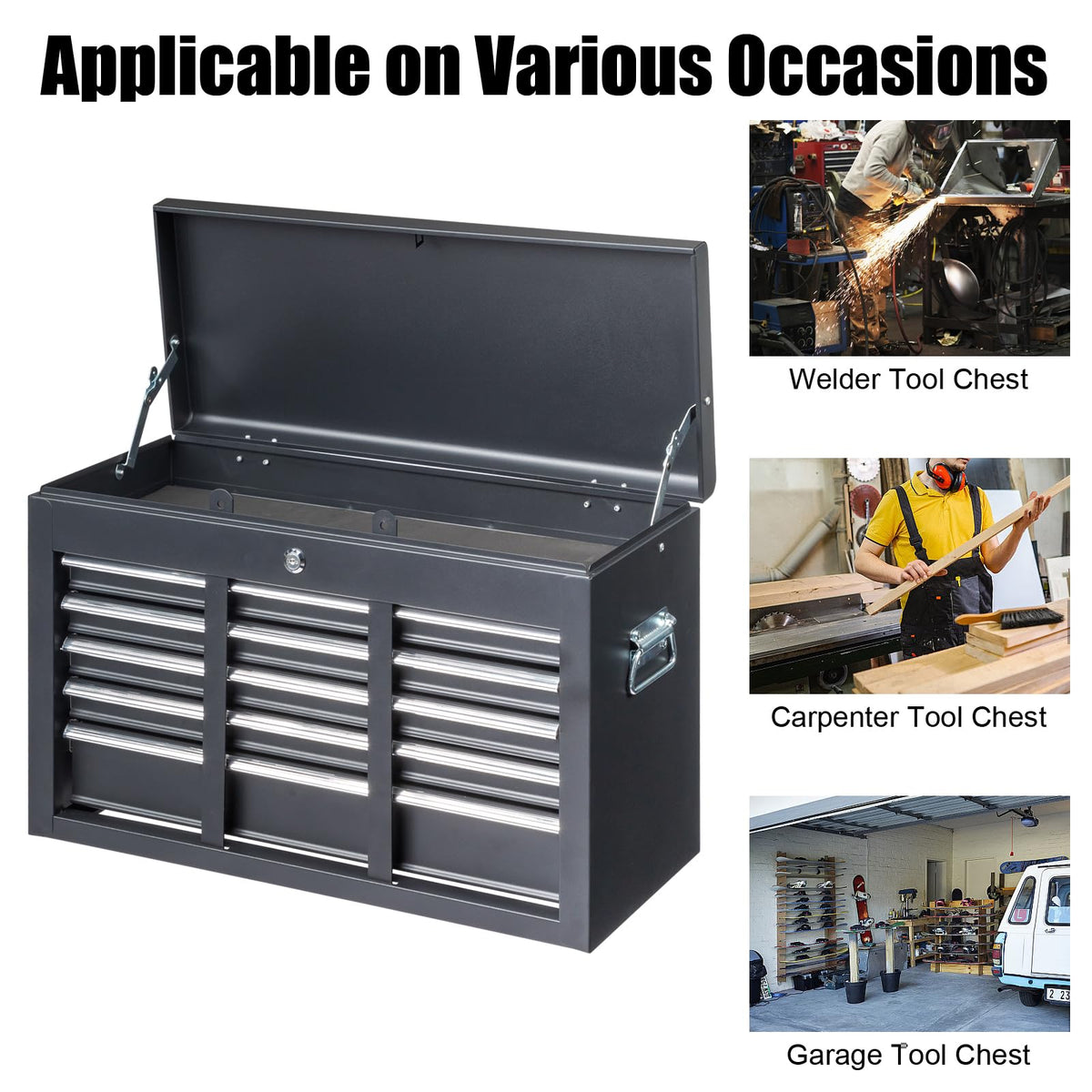 24" 5 Drawer Black Metal Tool Box N780
