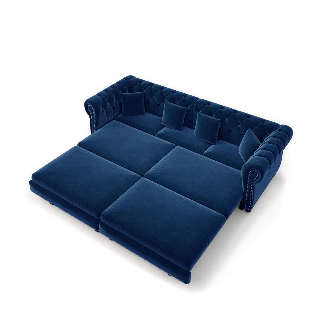 Blue Velvet King Size Sleeper Sofa S234