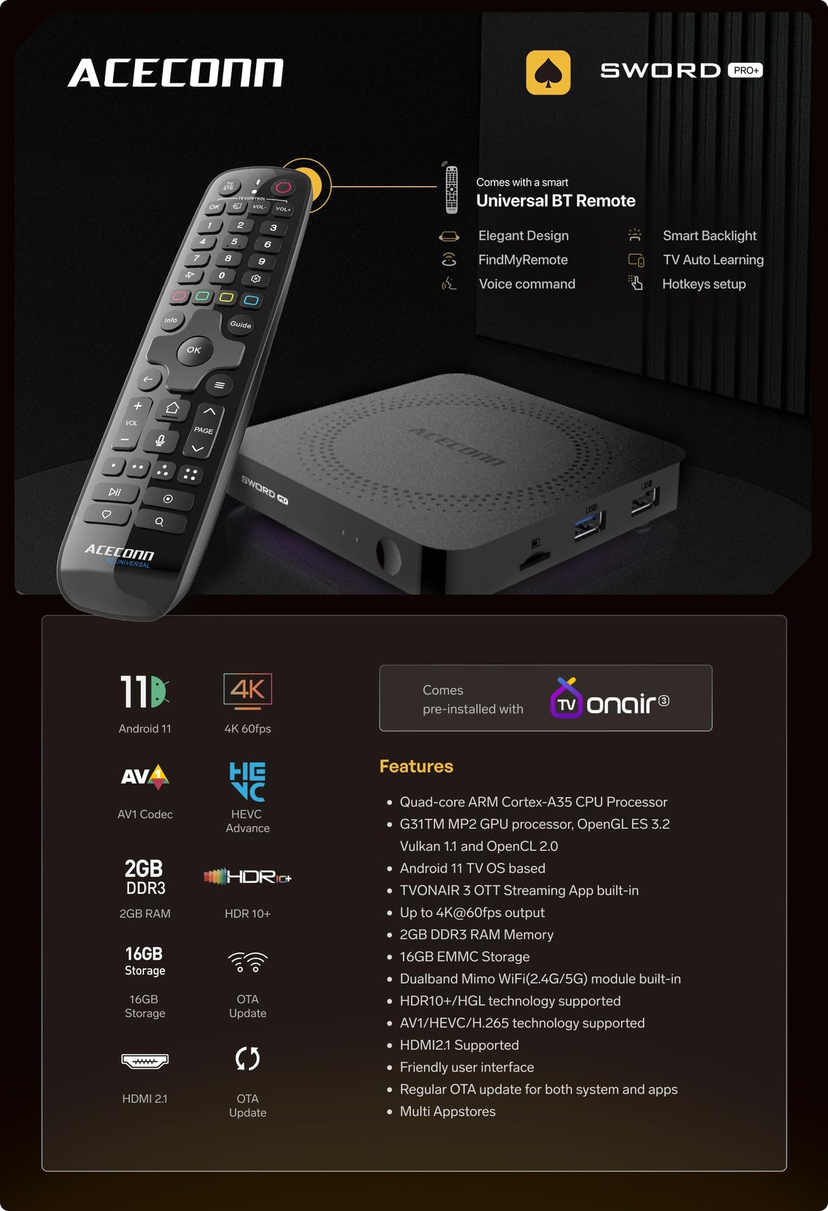 Android 11 4k 60hz HDR10+ 2GB 16GB TV Box E617
