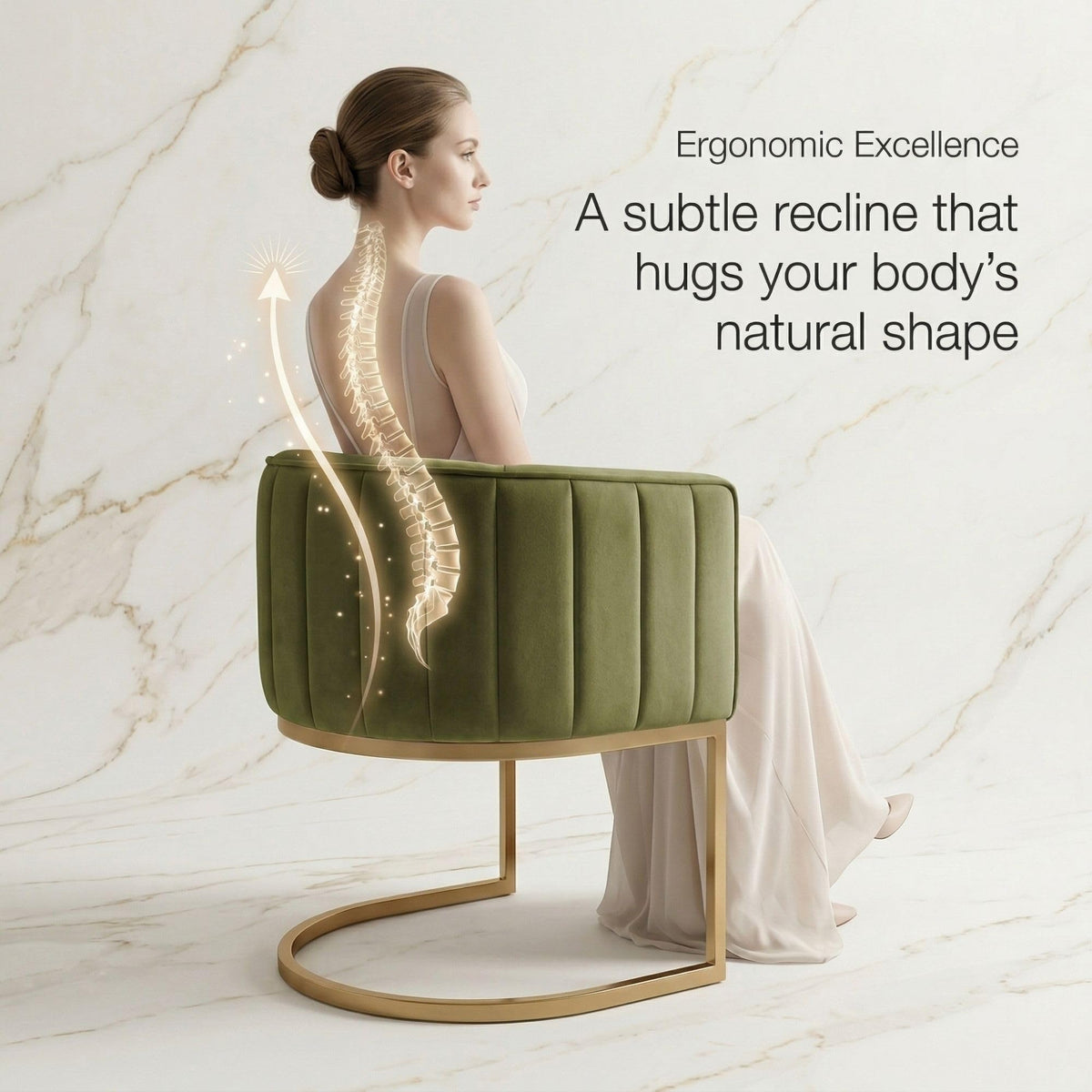 Olive Green and Gold Velvet Dining Chairs Set of 2 Q398