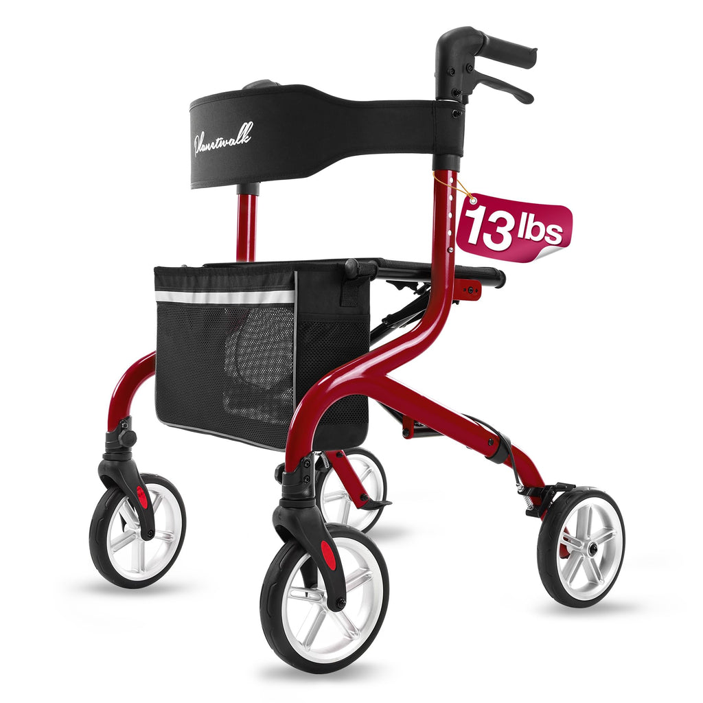 Lightweight Foldable Rollator Walker with Seat and 8" Rubber Wheels F947298