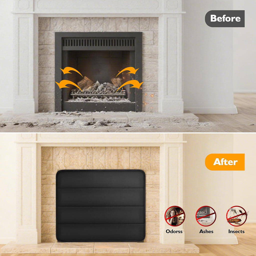 Black Magnetic Fireplace Cover I737