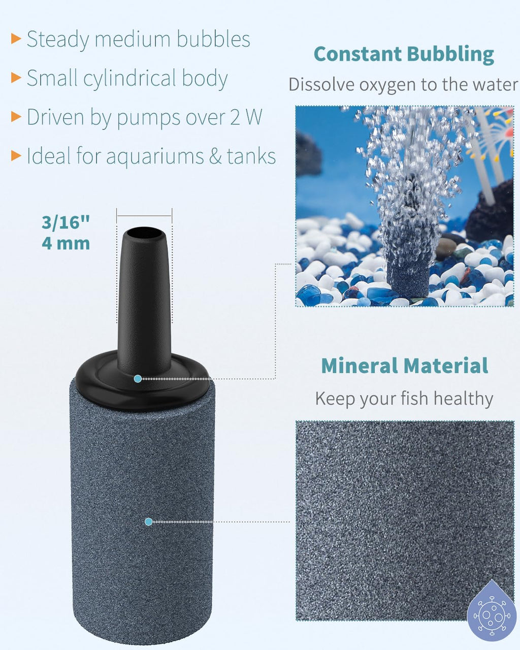 1 Inch Aquarium Air Stone 10 Pack S375