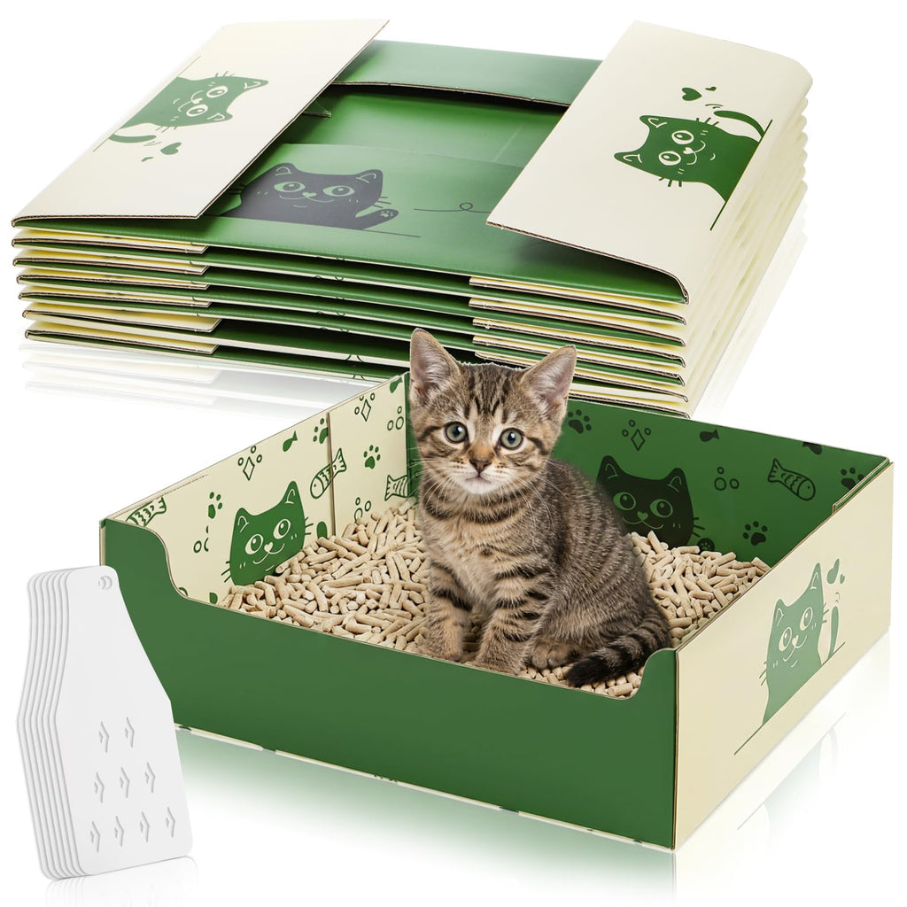 8 Pcs Disposable Cat Litter Box with Scoop E352
