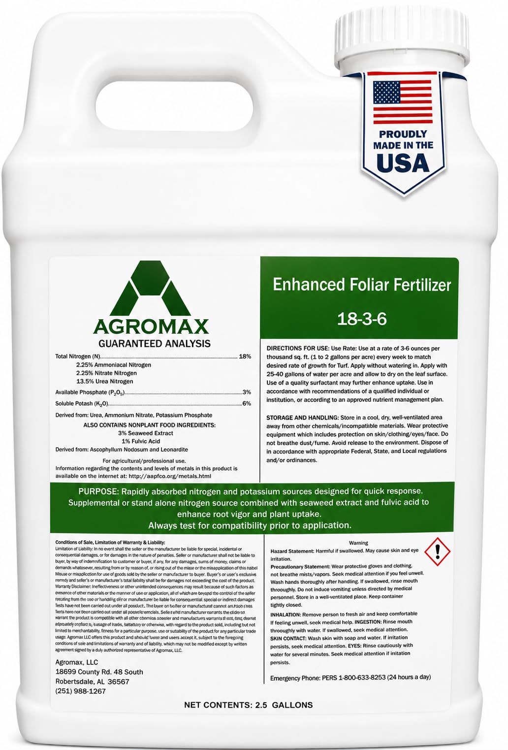 Liquid Fertilizer with Seaweed Extract & Fulvic Acid 2.5 Gallon T75354