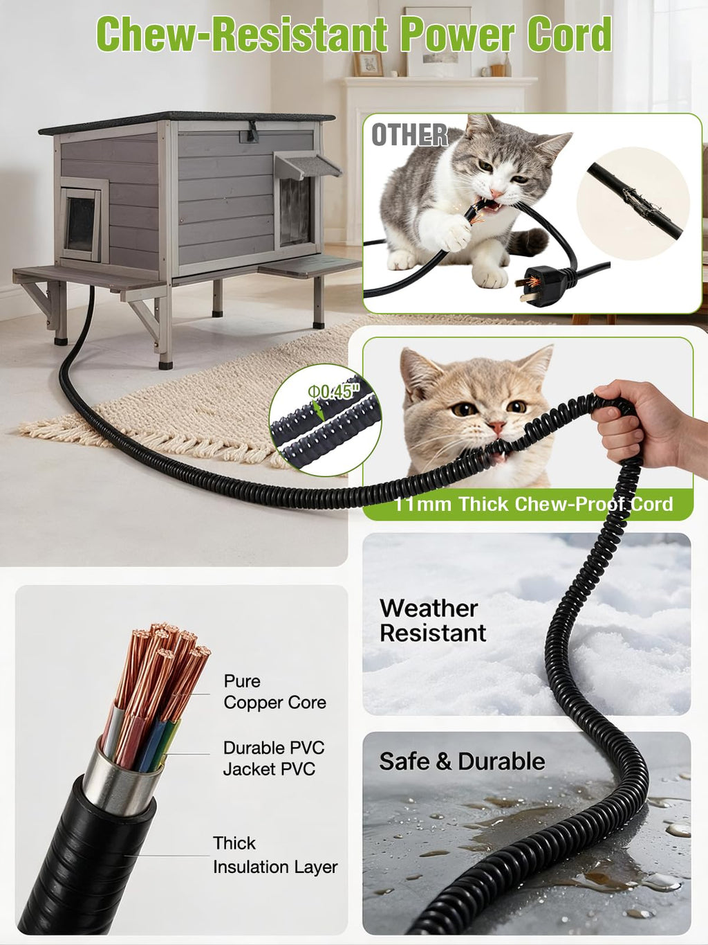 6-Sides Insulated Outdoor Heated Cat House L342