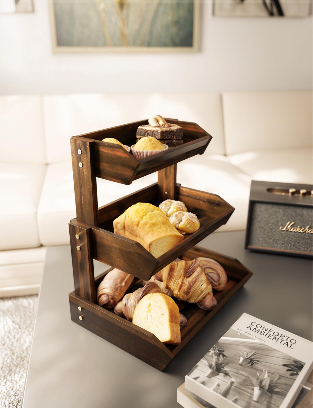 Acacia 3 Tier Fruit Basket P254