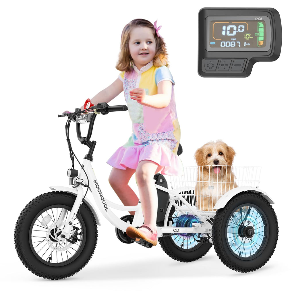 250W 16IN 3 Wheels Electric Tricycle with Removable Battery and Rear Basket U9026