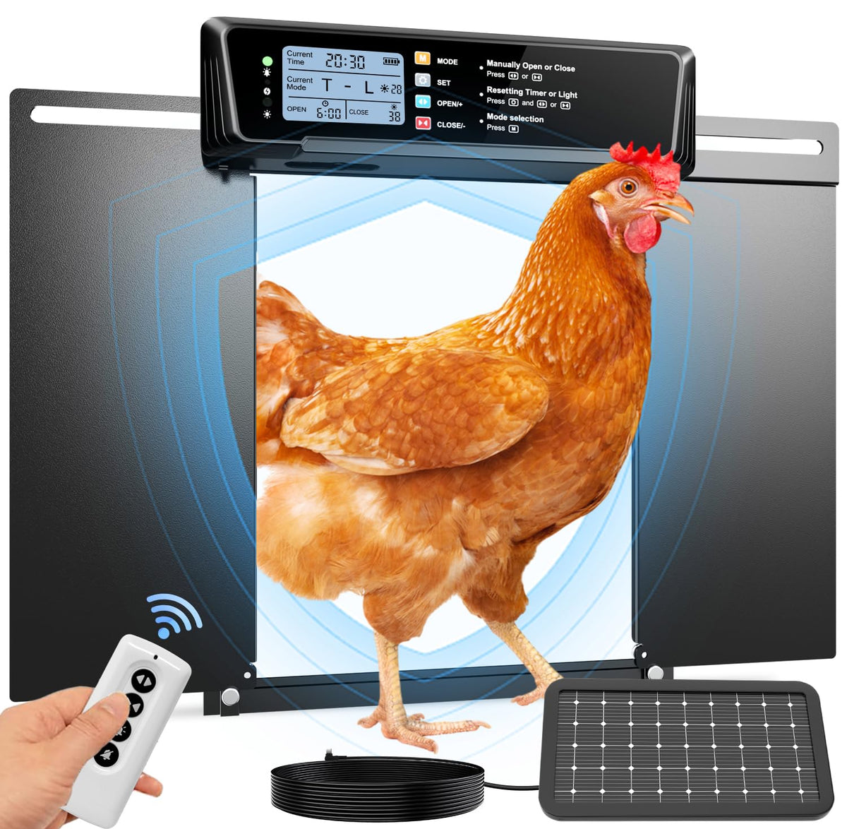 Automatic Chicken Coop Door Solar Powered with Timer & Light Sensor L175276