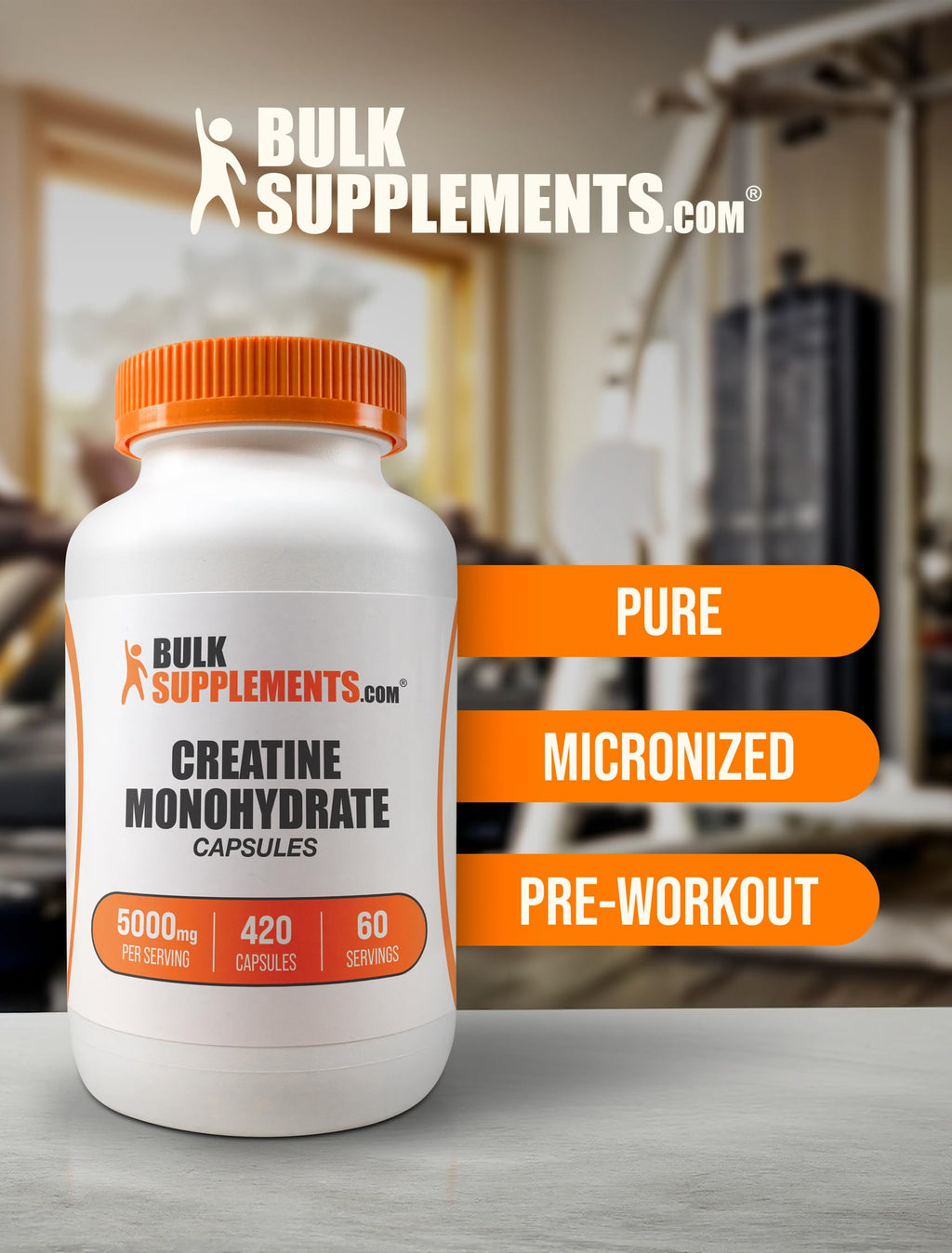 Micronized Creatine Monohydrate Capsules Gluten Free 5000mg 420 Count V270045