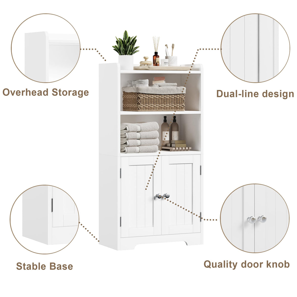 Small Bathroom Storage Cabinet with 2 Door and Shelves I15898