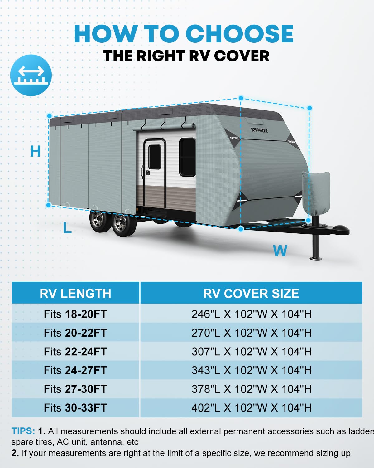 22-24 ft Travel Trailer Cover with 8 Vents B737